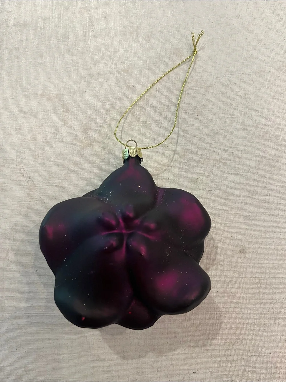 Vintage style moody purple and red glitter rose glass ornament. So pretty!